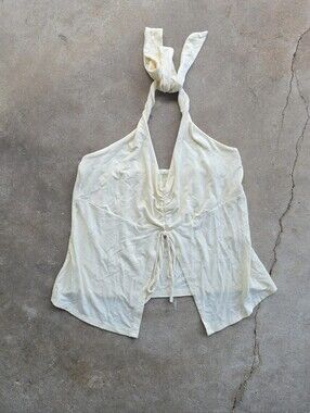 Vtg Y2k Pastel Halter Open Front Top